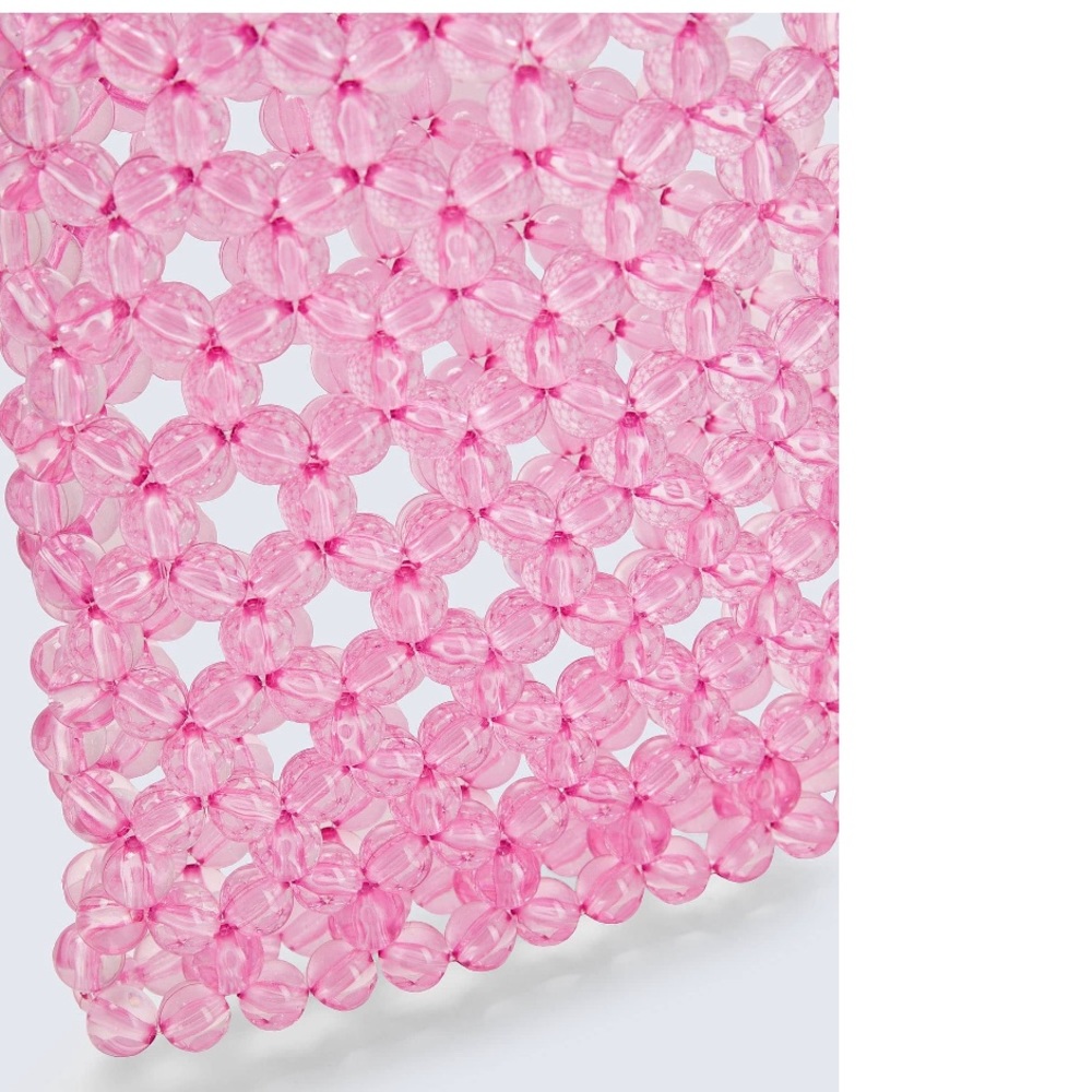 Pink clear beaded woven pink clear crossbody bag - Picture 8 of 15
